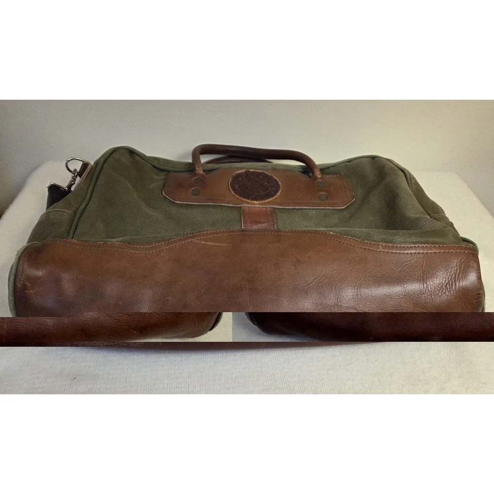 Duluth Pack Olive Canvas & Leather Weekender Duffel Bag — USA Made — Moose Logo
